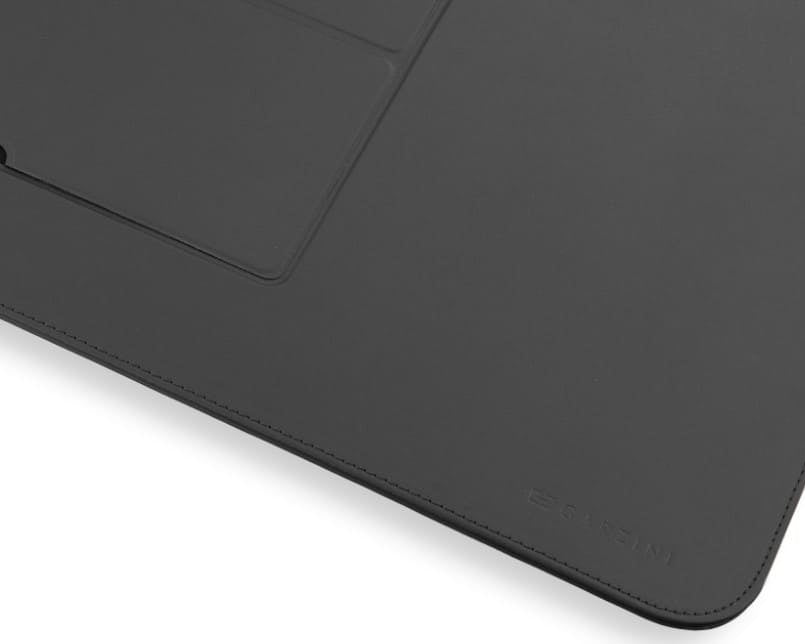 close up of the black desk mat