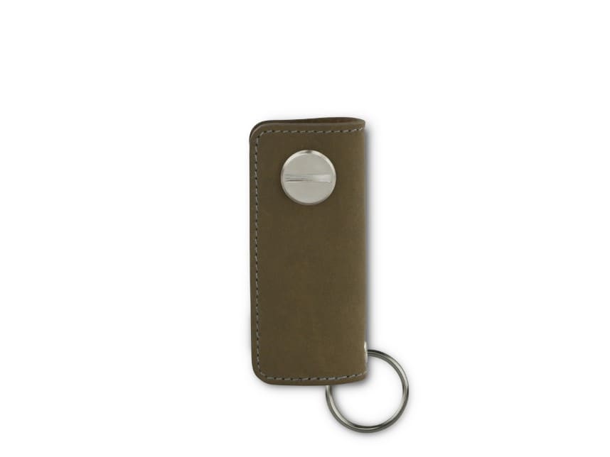 Back view of Lusso Key Holder in Metal Grey with with a key holder ring.