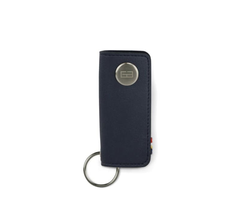 Front view of Lusso Key Holder Vegan in Cactus Blue with with a key holder ring.