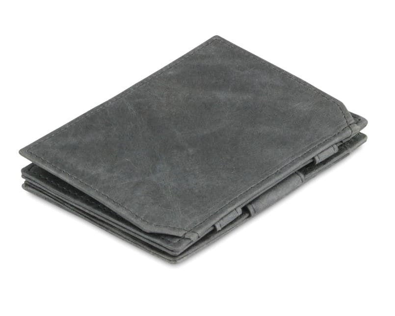 Back view of the Essenziale Magic Coin Wallet Brushed in Brushed Black.