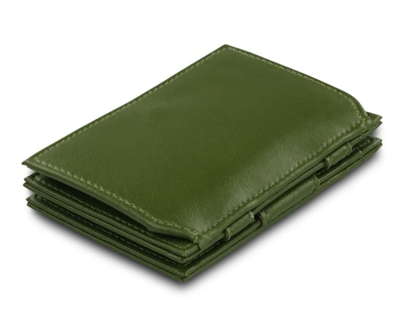 Back view of the Essenziale Magic Coin Wallet Vegan in Cactus Green.