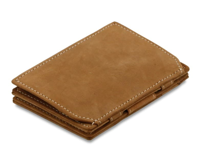 Back view of the Essenziale Magic Coin Wallet in Camel Brown.