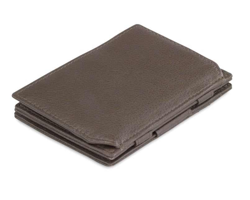 Back view of the Essenziale Magic Coin Wallet Nappa in Chocolate Brown.