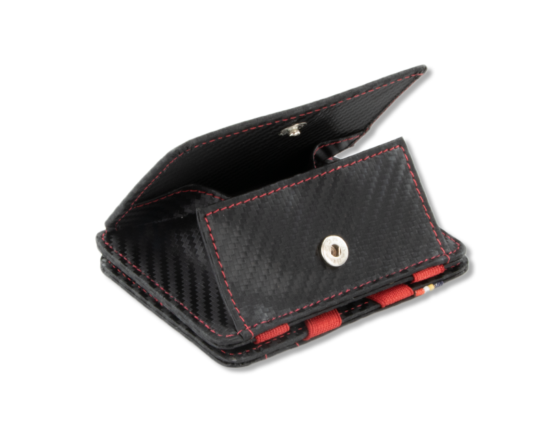 Coin pocket  of the Urban Magic Coin Wallet in Carbon-Red.