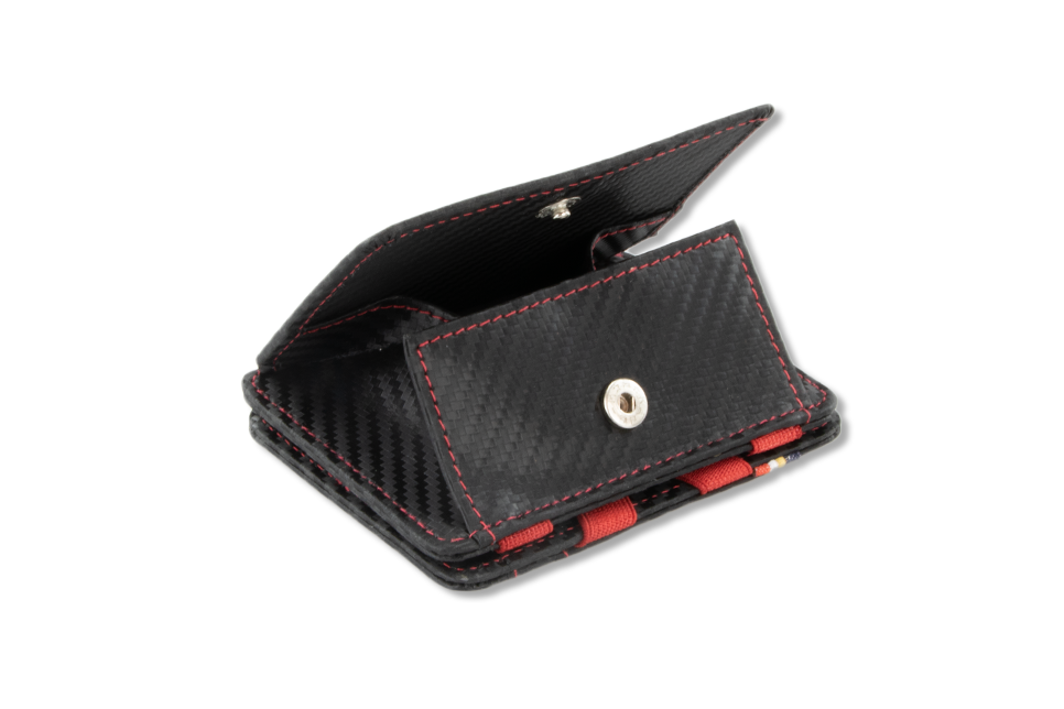 Coin pocket  of the Urban Magic Coin Wallet in Carbon-Red.