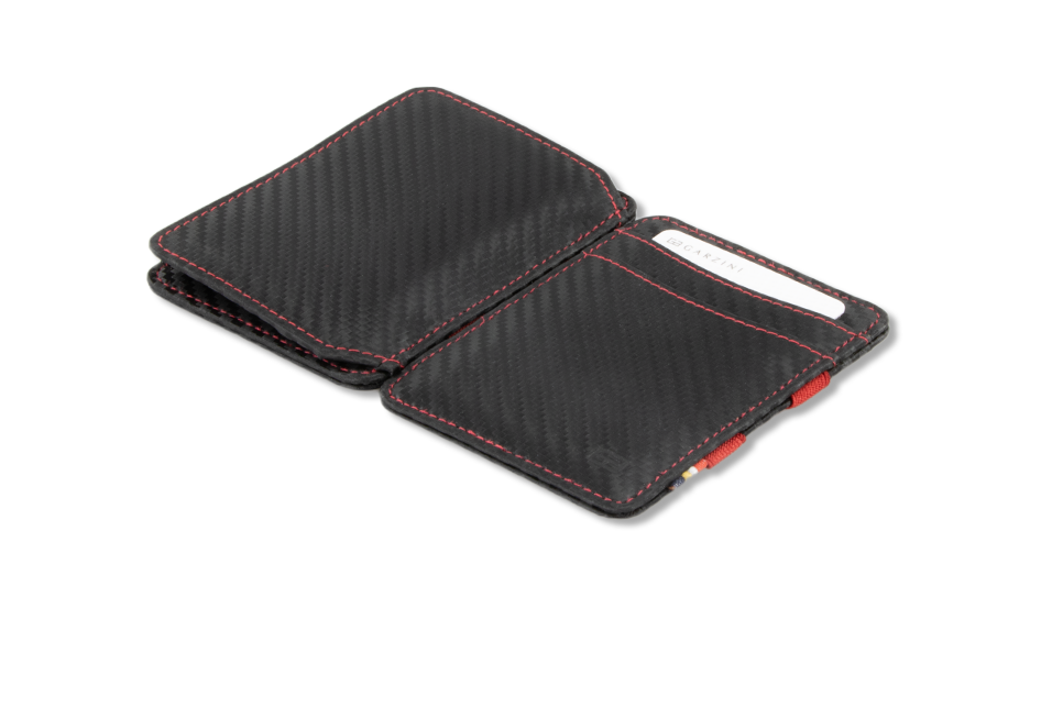 Front and back view of the Urban Magic Coin Wallet in Carbon-Red.