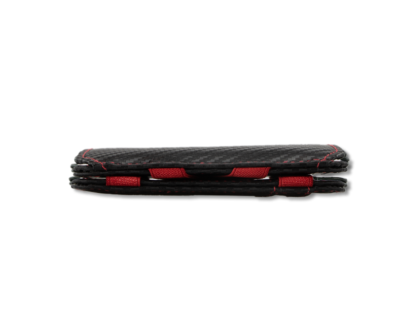 Side view of the Urban Magic Coin Wallet in Carbon-Red.