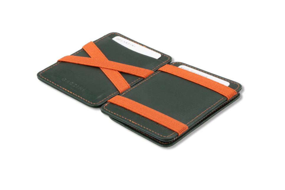 Open view of the Urban Magic Coin Wallet in Green-Orange.