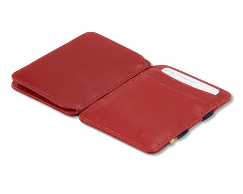 Front and back view of the Urban Magic Coin Wallet in Red-Blue.