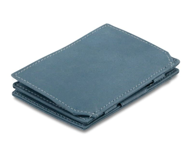 Back view of the Essenziale Magic Coin Wallet in Sapphire Blue.