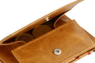 Back view of Cavare Magic Coin Wallet Card Sleeve Brushed in Brushed Cognac with open coin pocket.