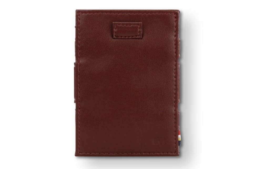 Front view of Cavare Magic Coin Wallet Card Sleeve Vegan in Cactus Burgundy.