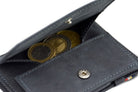 Back view of Cavare Magic Coin Wallet Card Sleeve Vintage in Carbon Black with open coin pocket.