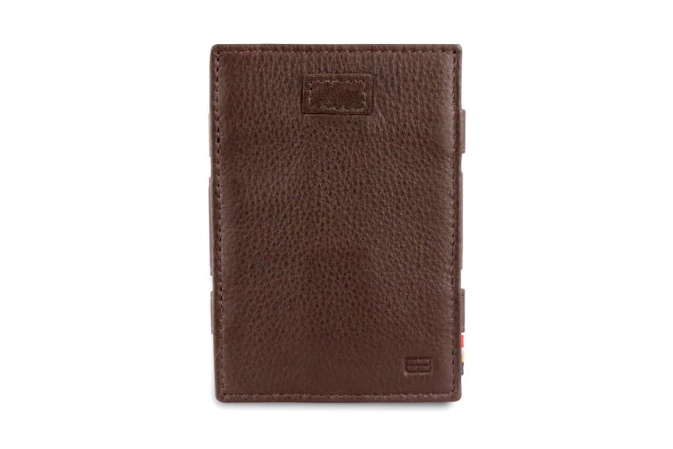 Front view of Cavare Magic Coin Wallet Card Sleeve Nappa in Chocolate Brown.
