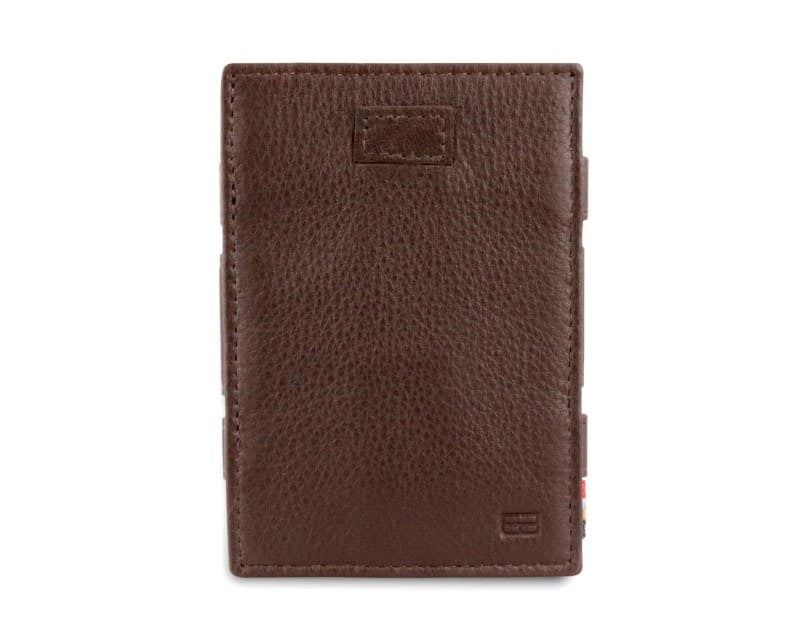 Front view of Cavare Magic Coin Wallet Card Sleeve Nappa in Chocolate Brown.