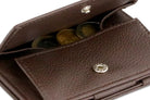 Back view of Cavare Magic Coin Wallet Card Sleeve Nappa in Chocolate Brown with open coin pocket.