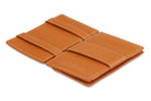 Open Cavare Magic Coin Wallet Card Sleeve Nappa  in Cognac Brown with pull tab, back coin pocket, and money straps.