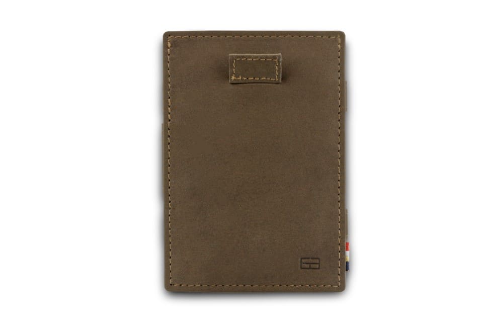 Front view of Cavare Magic Coin Wallet Card Sleeve Vintage in Java Brown.