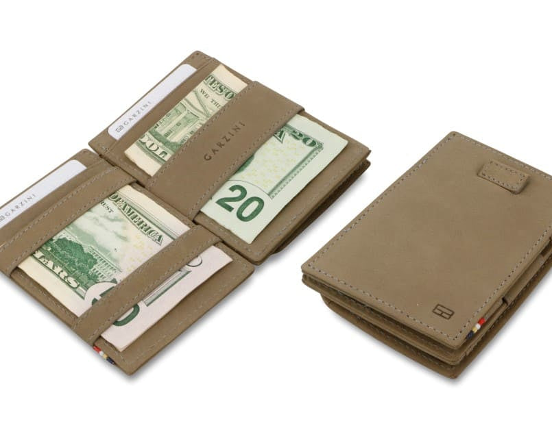 Front view of Cavare Magic Coin Wallet Card Sleeve Vintage in Metal Grey.