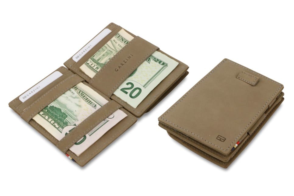 Front view of Cavare Magic Coin Wallet Card Sleeve Vintage in Metal Grey.