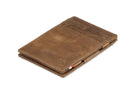 Front view of the Essenziale Magic Wallet Brushed in Brushed Brown with 3 front card slots.