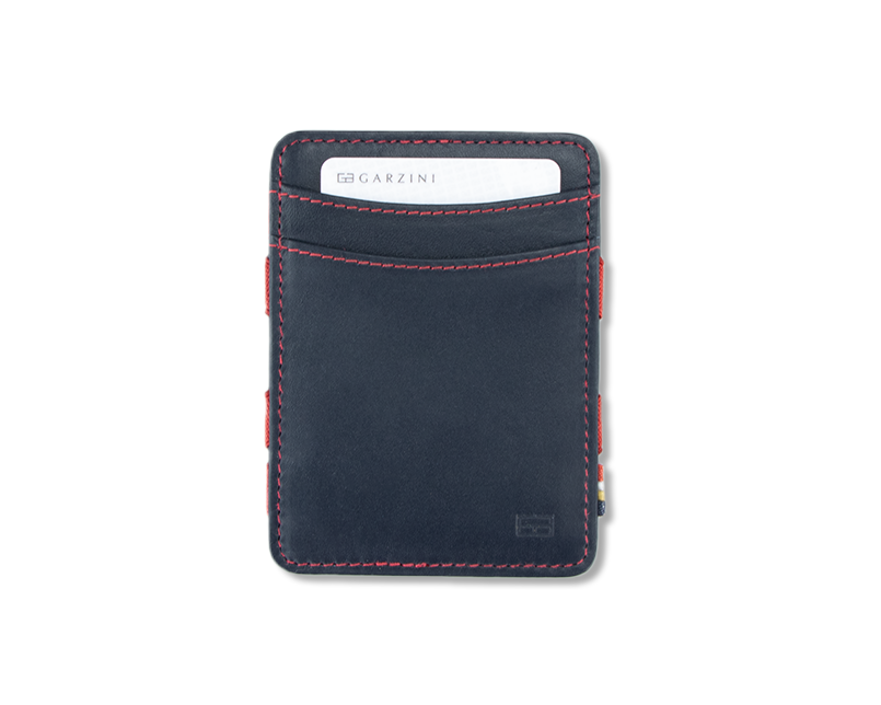 Front view with card of the Urban Magic   Wallet in Blue-Red.