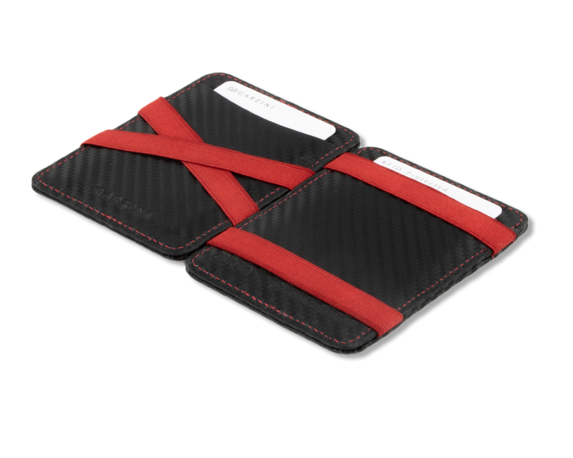 Open view of the Urban  Magic Wallet in Carbon-Red.