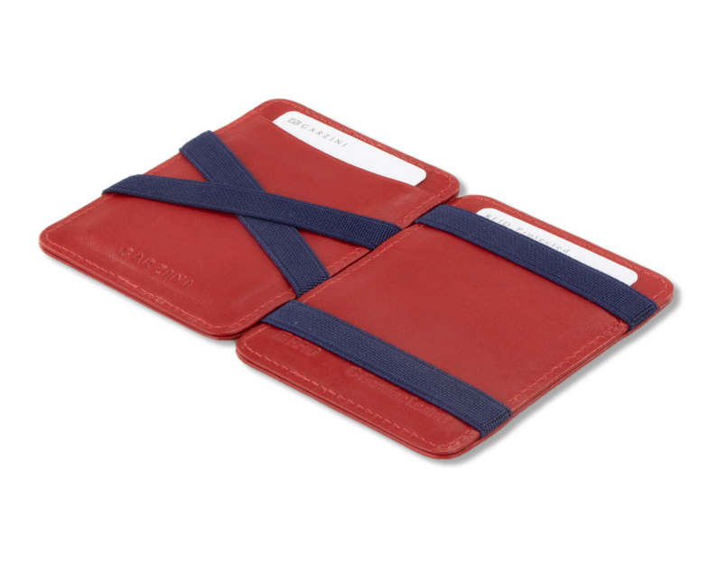 Open view of the Urban  Magic Wallet in Red-Blue.