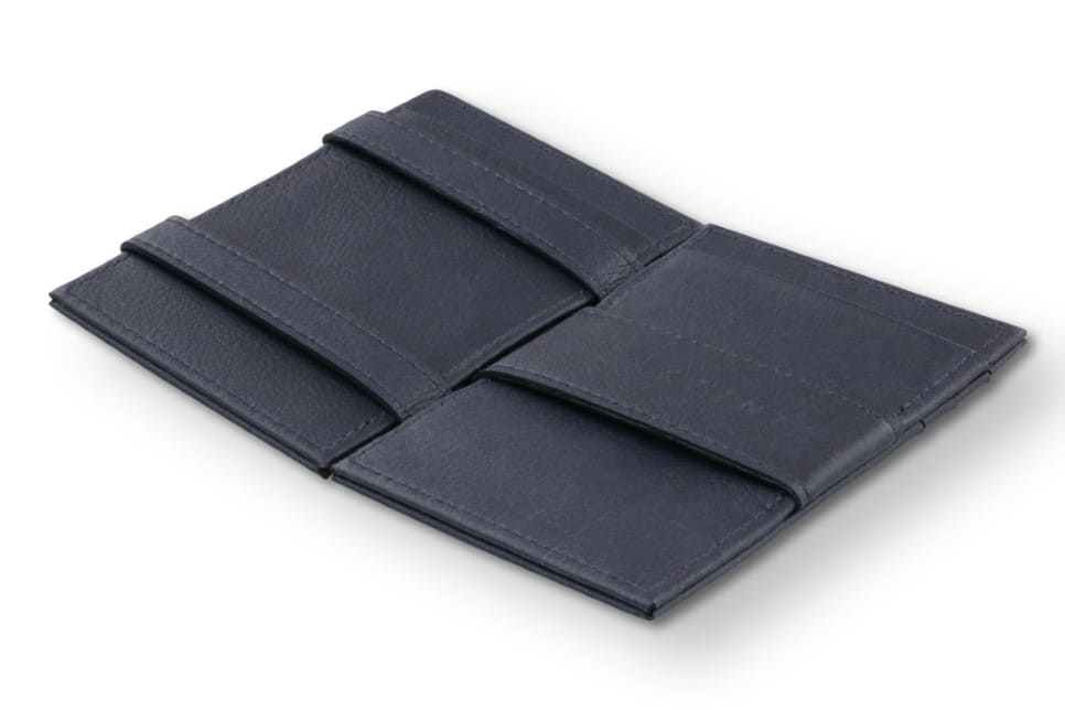 Open view of the Cavare Magic Wallet Card Sleeve Cactus in Cactus Blue with pull tab