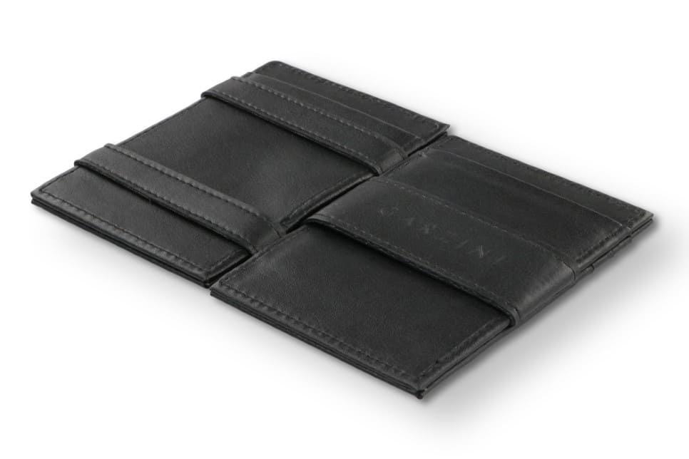 Open view of the Cavare Magic Wallet Card Sleeve Cactus in Cactus Black with pull tab
