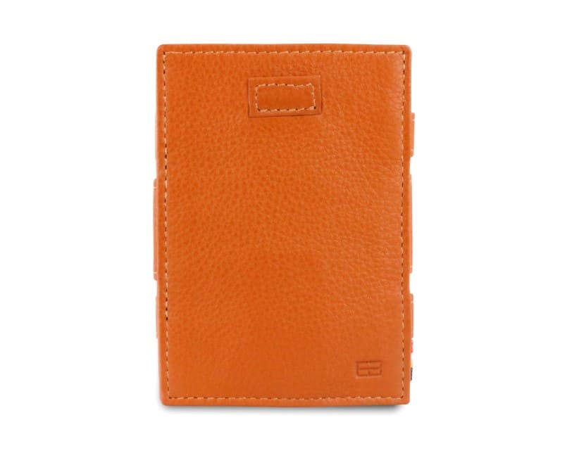 Front view of Cavare Magic Wallet Card Sleeve Nappa  in Cognac Brown with pull tab.