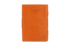 Front view of Cavare Magic Wallet Card Sleeve Nappa  in Cognac Brown with pull tab.