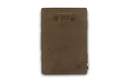 Front view of Cavare Magic Wallet Vintage in Java Brown with pull tab.