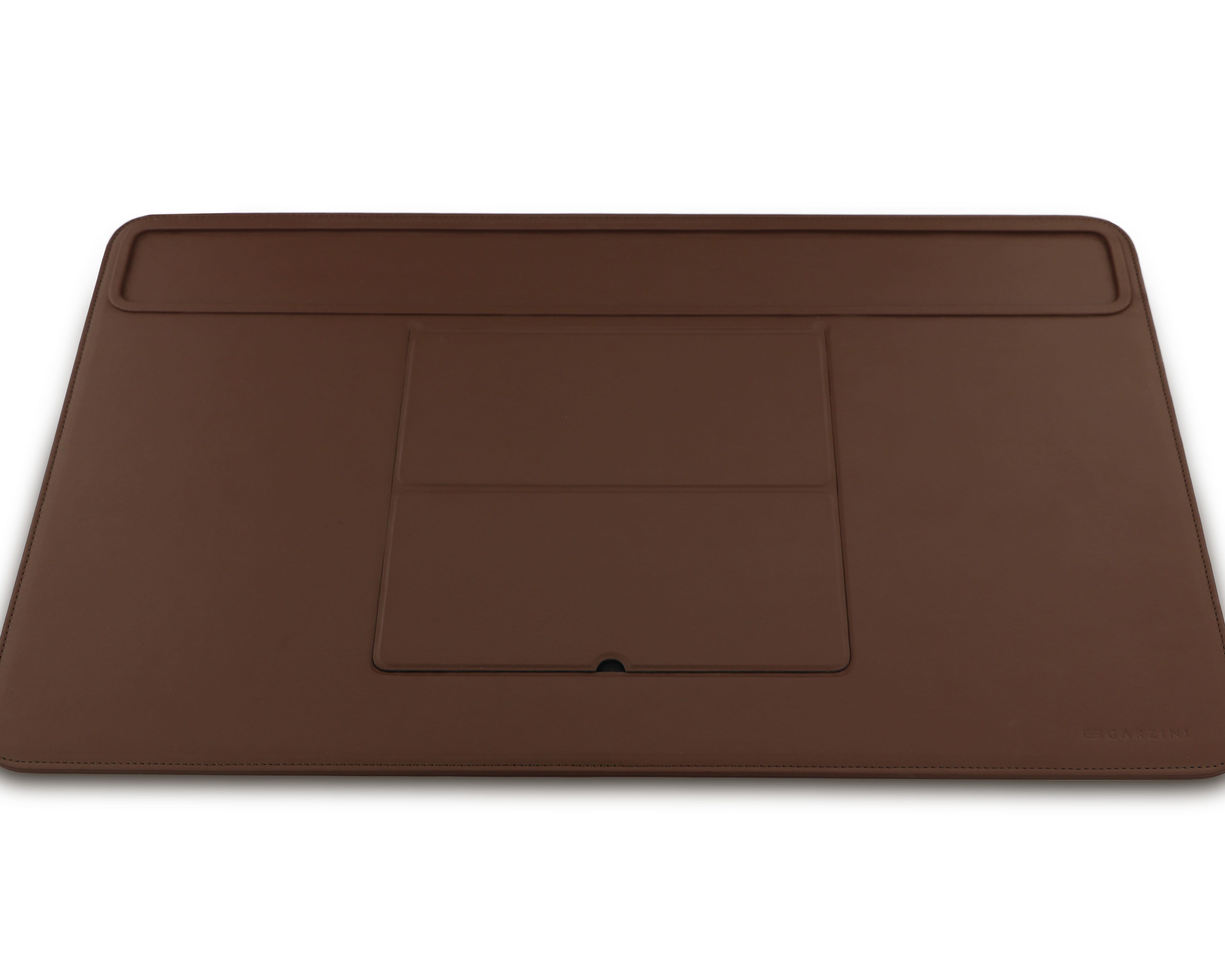 full view of the brown desk mat