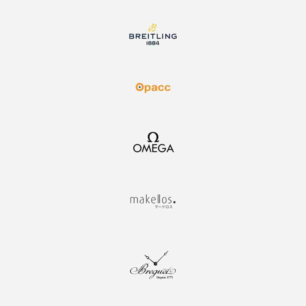 A list of some of the brands we have worked with: Omega, Opacc, Breitling, Makellos, Breguet