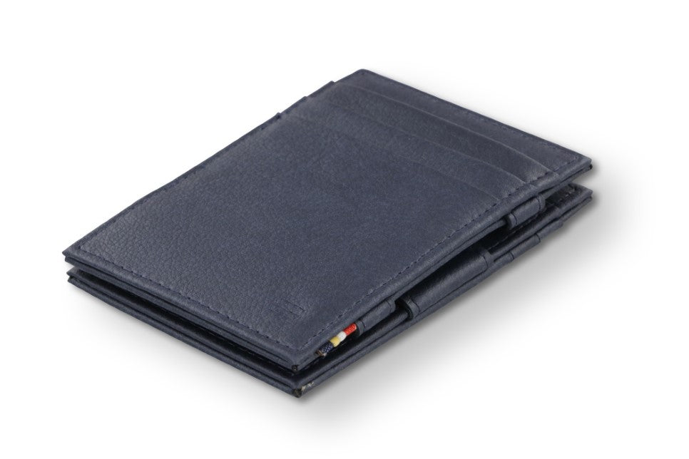Front view of the Essenziale Magic Wallet Vegan in Cactus Blue with 3 front card slots.